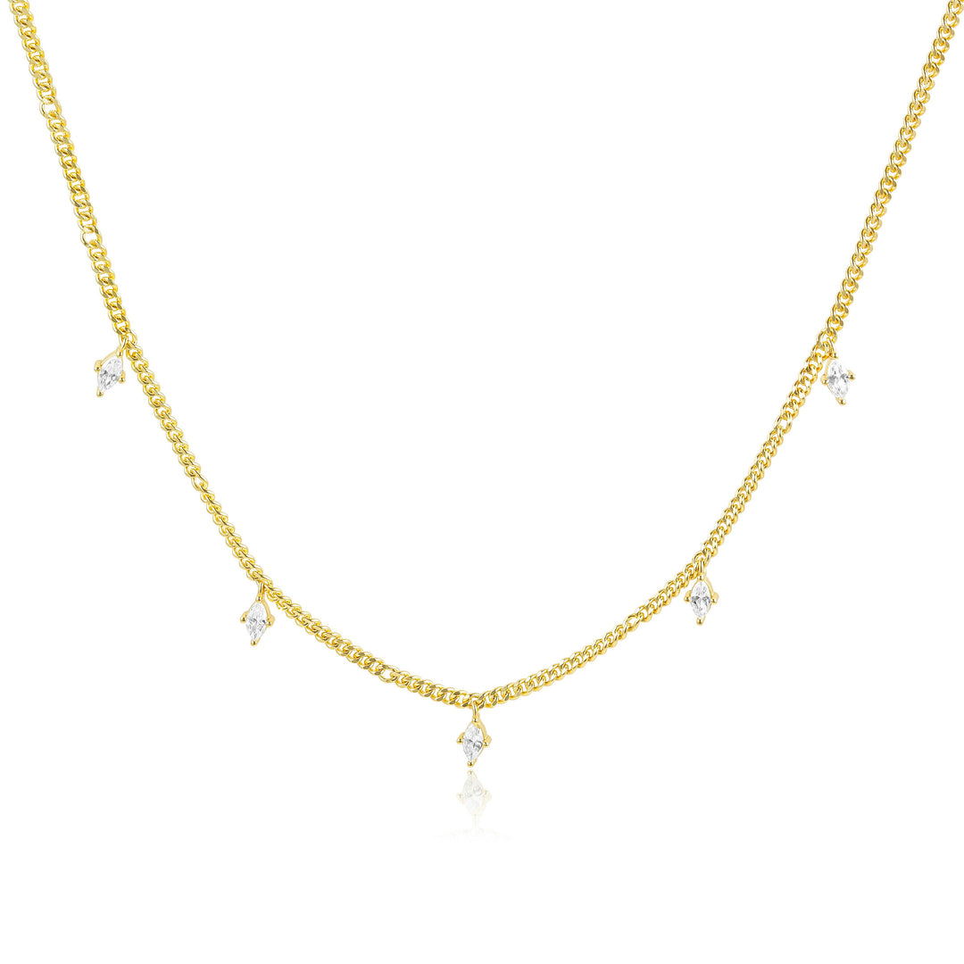 Bree Marquise Station Gold Chain Necklace- Quill Fine Jewelry