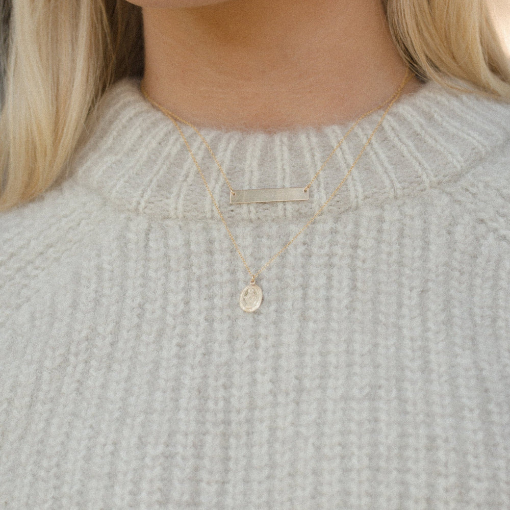 Saint Mary Oval Pendant 14k Gold Coin Necklace-Quill Fine Jewelry