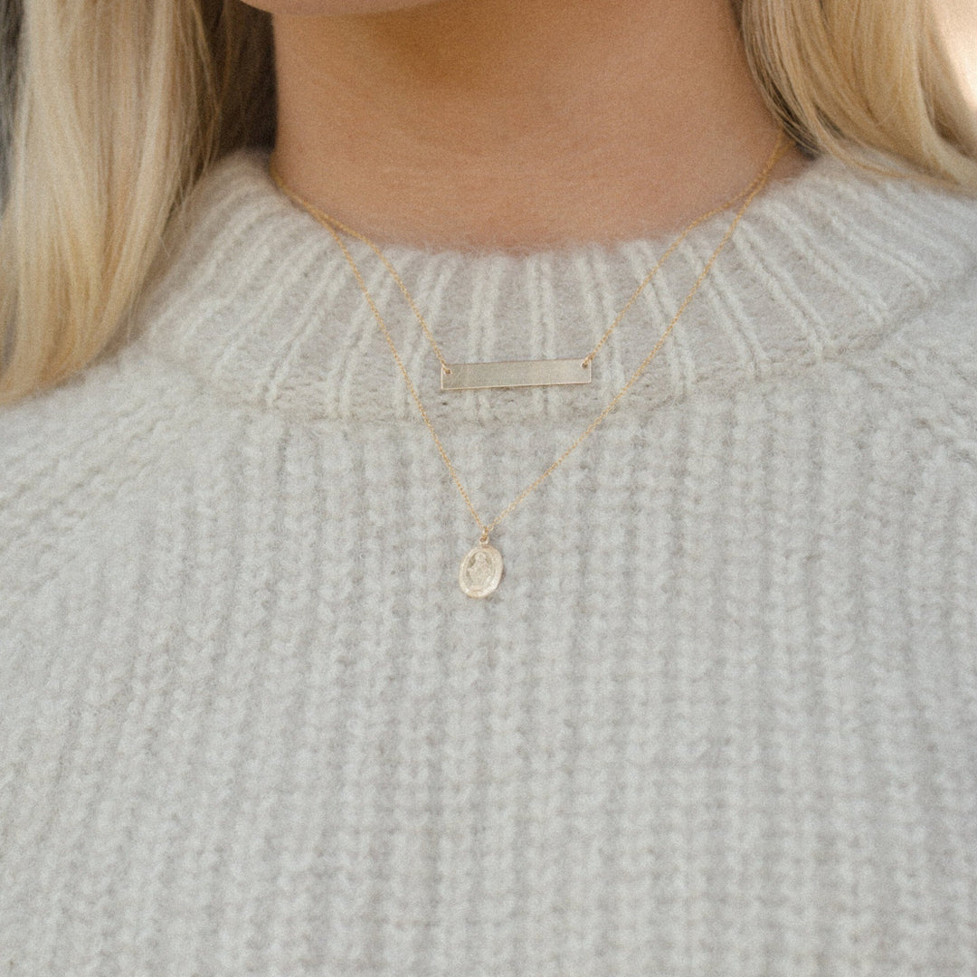 Saint Mary Oval Pendant 14k Gold Coin Necklace-Quill Fine Jewelry