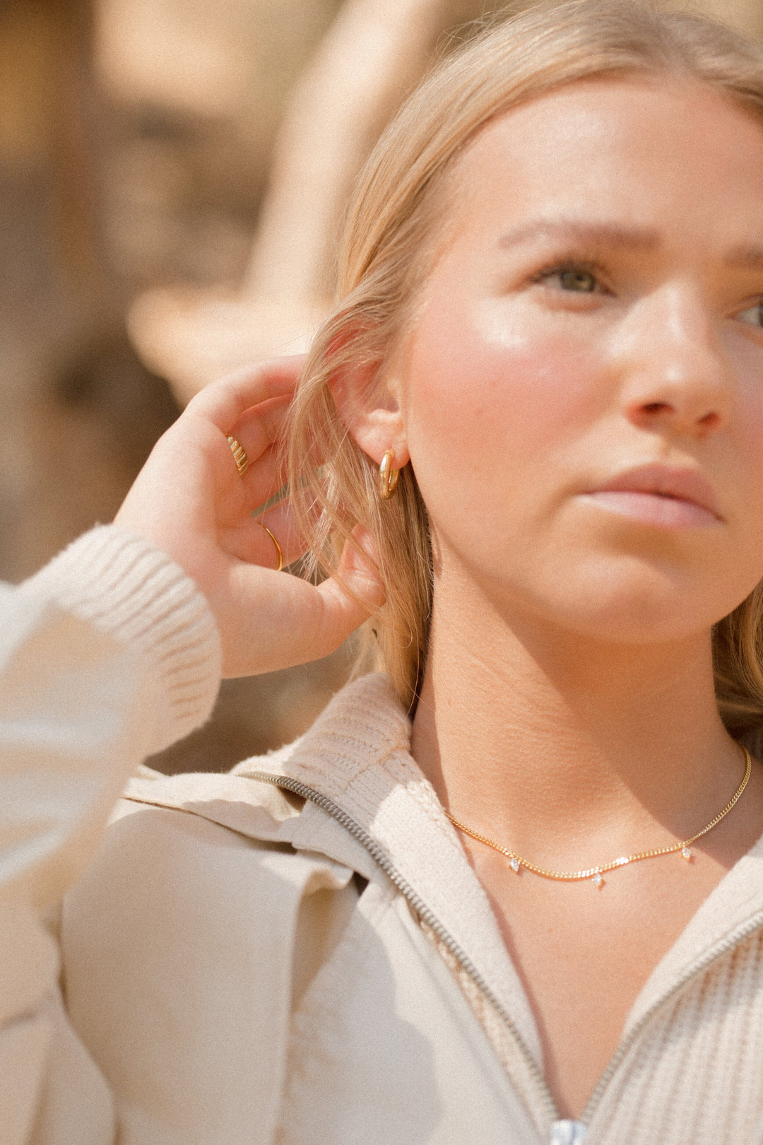 Bree Marquise Station Gold Chain Necklace- Quill Fine Jewelry