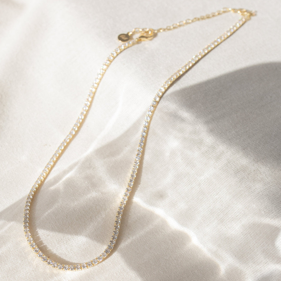 Aurora Thin Gold Tennis Necklace- Quill Fine Jewelry