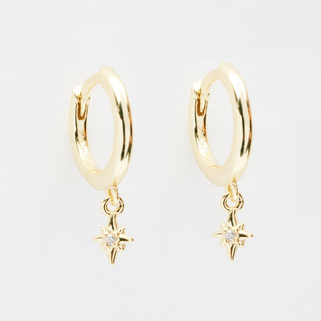 Ella Stardust Gold Drop Huggie Earrings- Quill Fine Jewelry