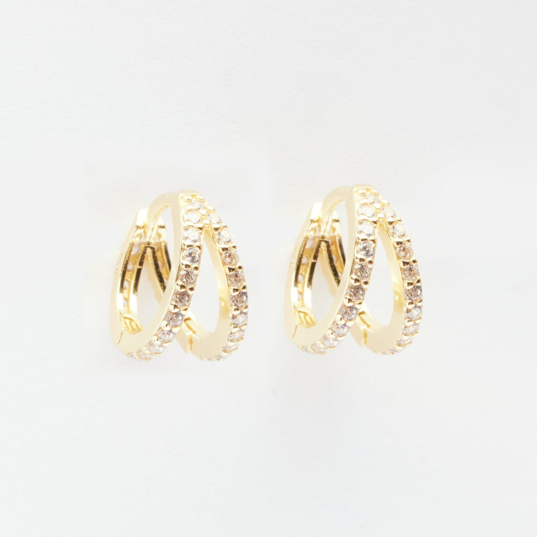 Gal Gold Double Hoop Huggie Earrings- Quill Fine Jewelry