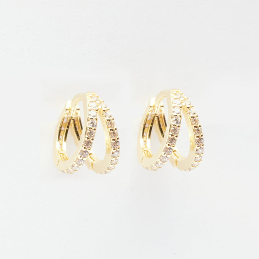 Gal Gold Double Hoop Huggie Earrings- Quill Fine Jewelry