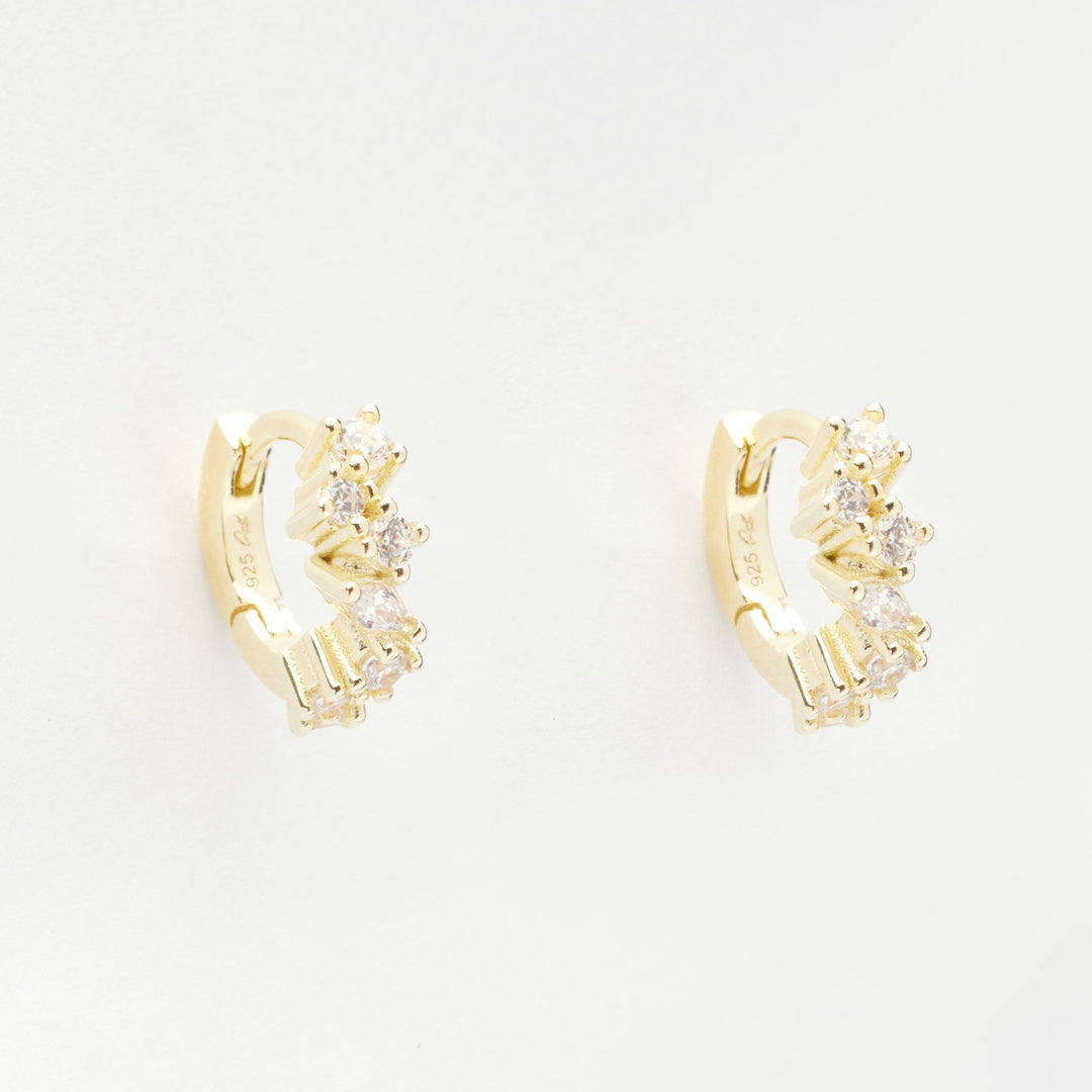 Heather Gold Stone Cluster Huggie Earrings- Quill Fine Jewelry