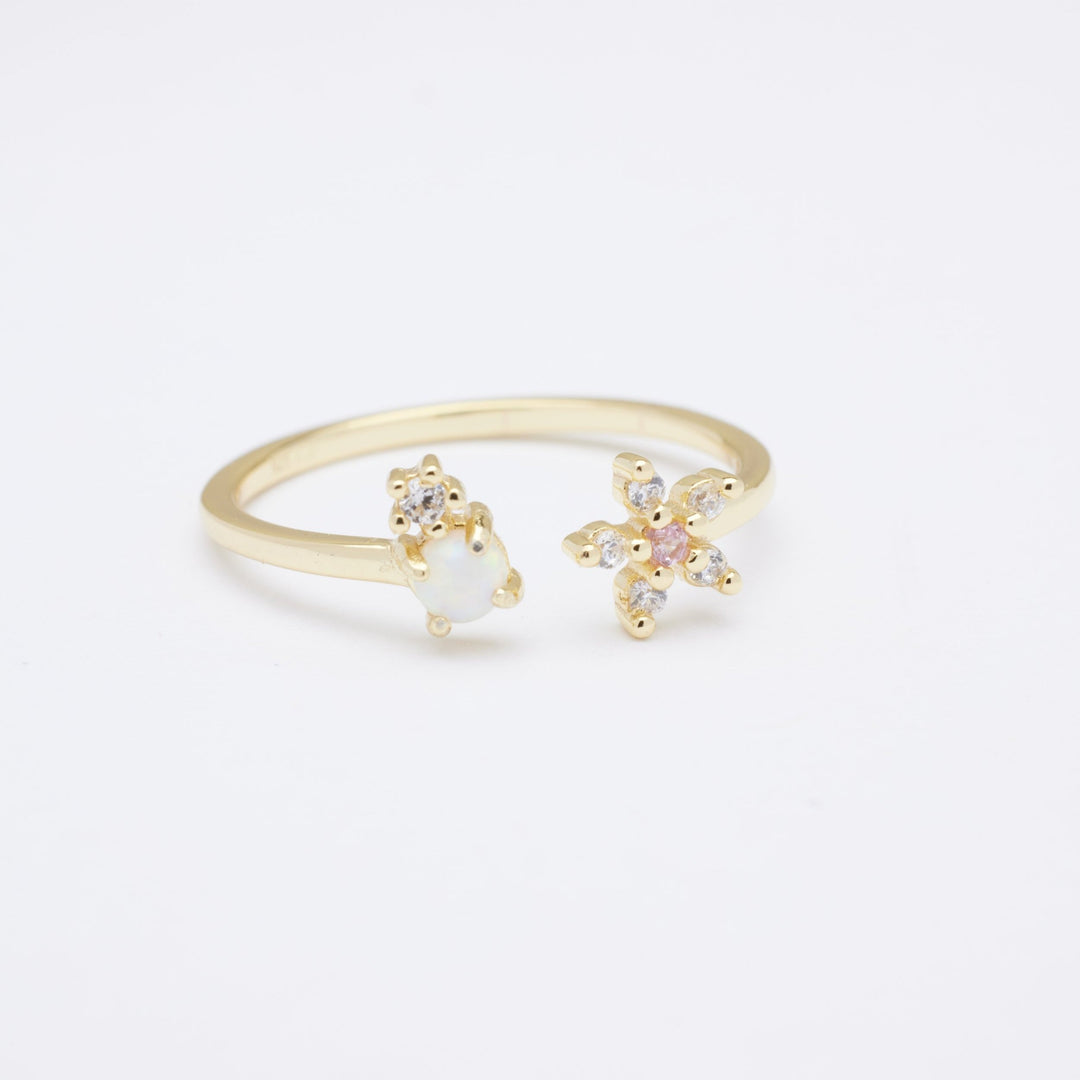 Heather Opal Floral Gold Open Ring- Quill Fine Jewelry