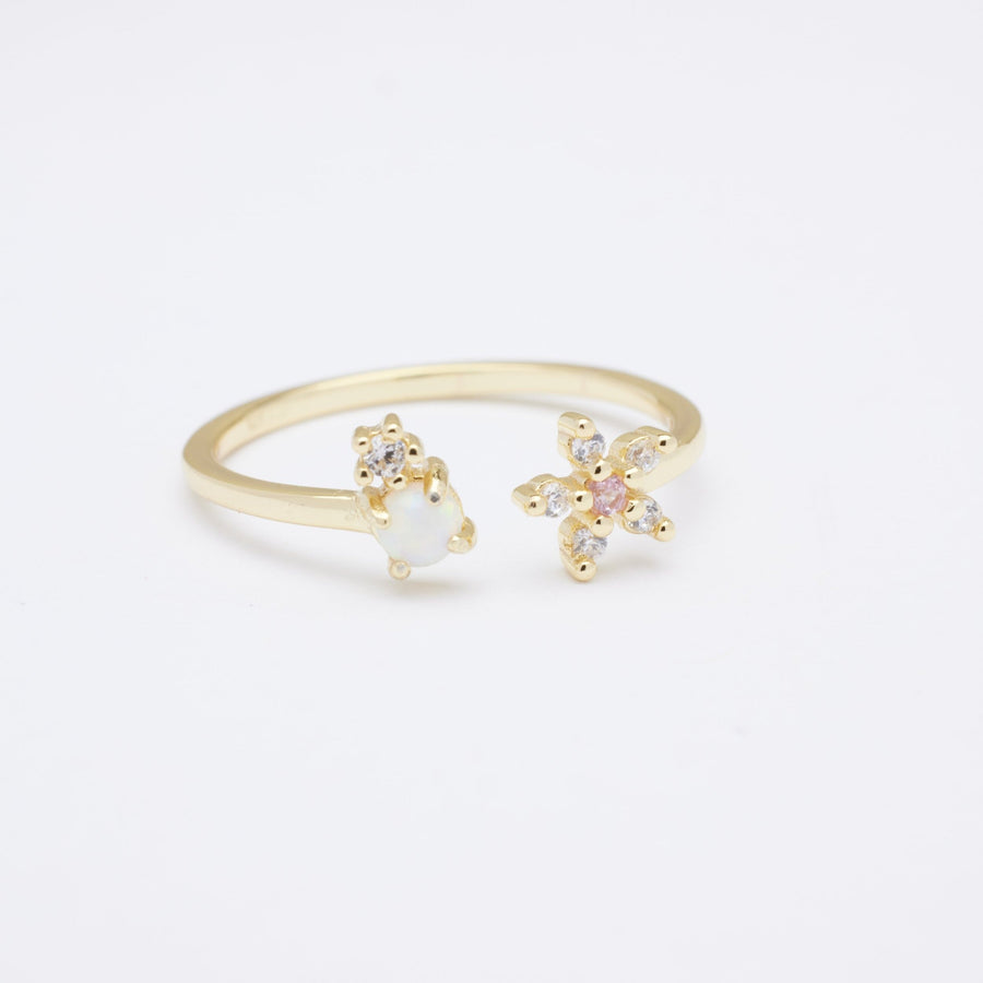 Heather Opal Floral Gold Open Ring- Quill Fine Jewelry