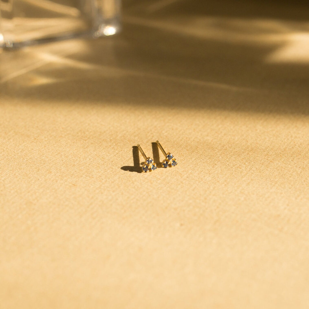 London Triple Blue CZ Stone Stud Earrings- Quill Fine Jewelry