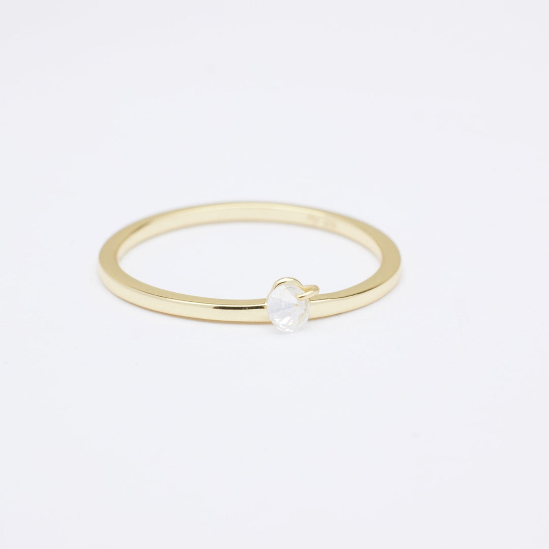 Moon Dangle CZ Stone Gold Ring- Quill Fine Jewelry