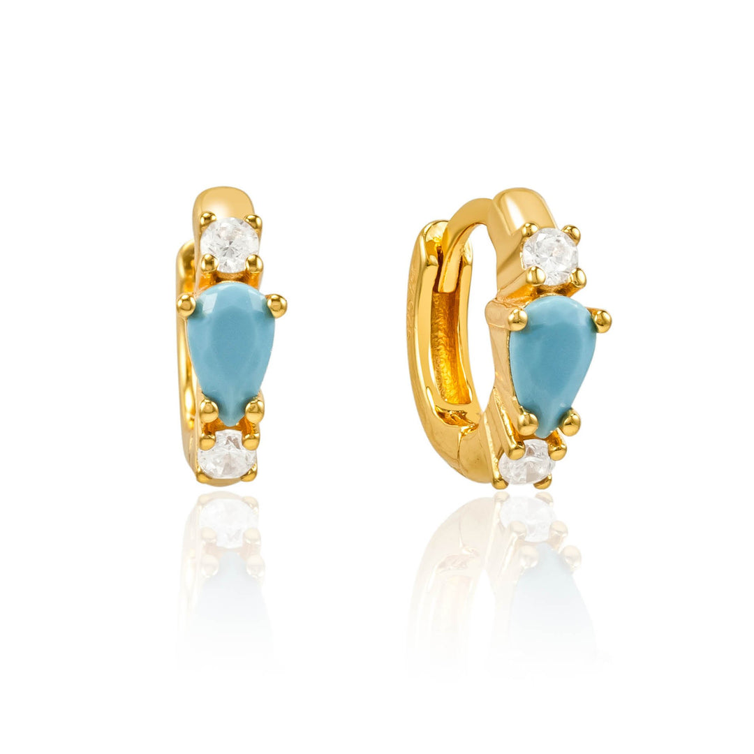 Harper Turquoise Gold Huggie Earrings- Quill Fine Jewelry