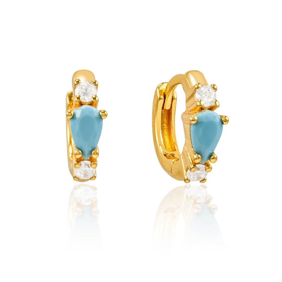 Harper Turquoise Gold Huggie Earrings- Quill Fine Jewelry