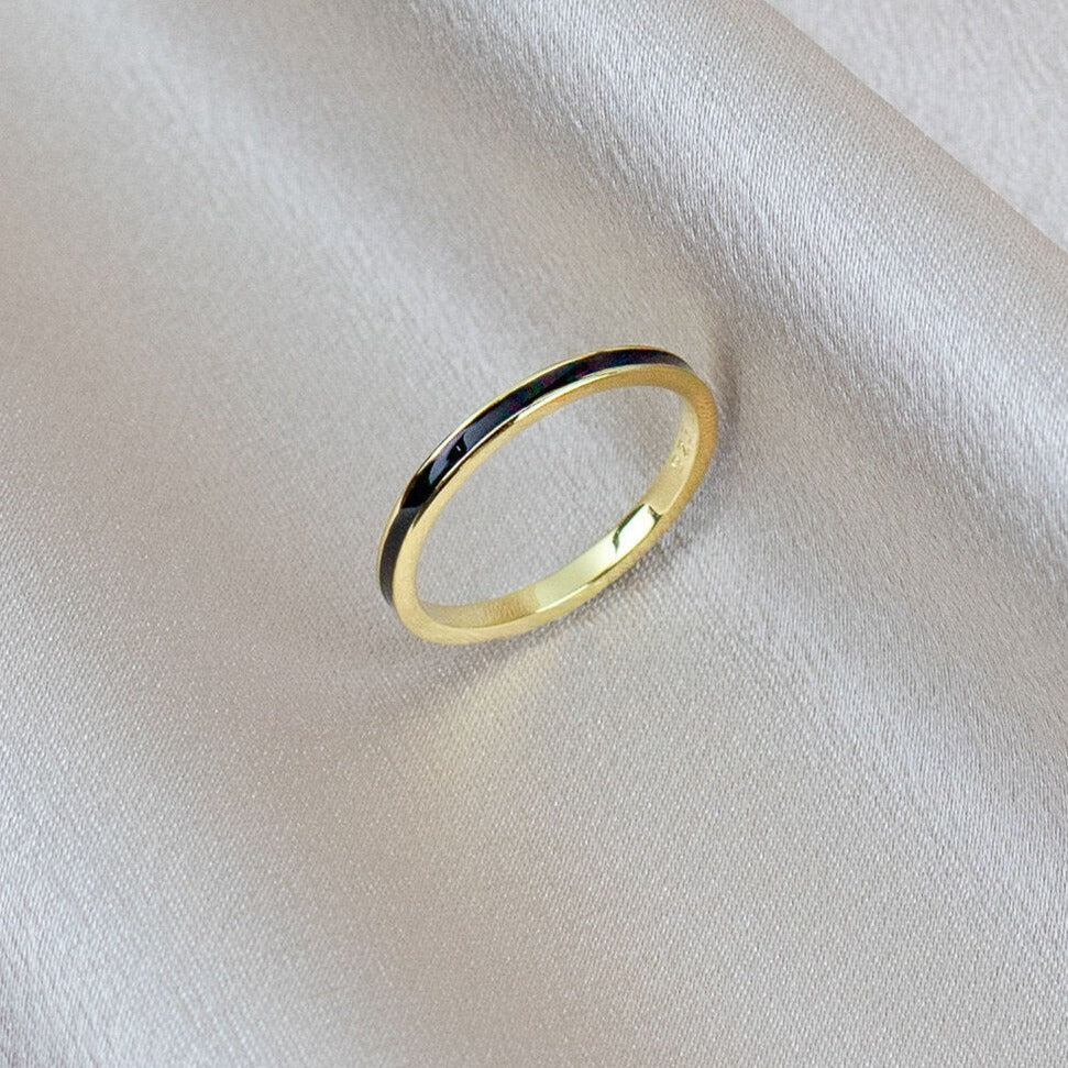 Black Enamel Band- Quill Fine Jewelry