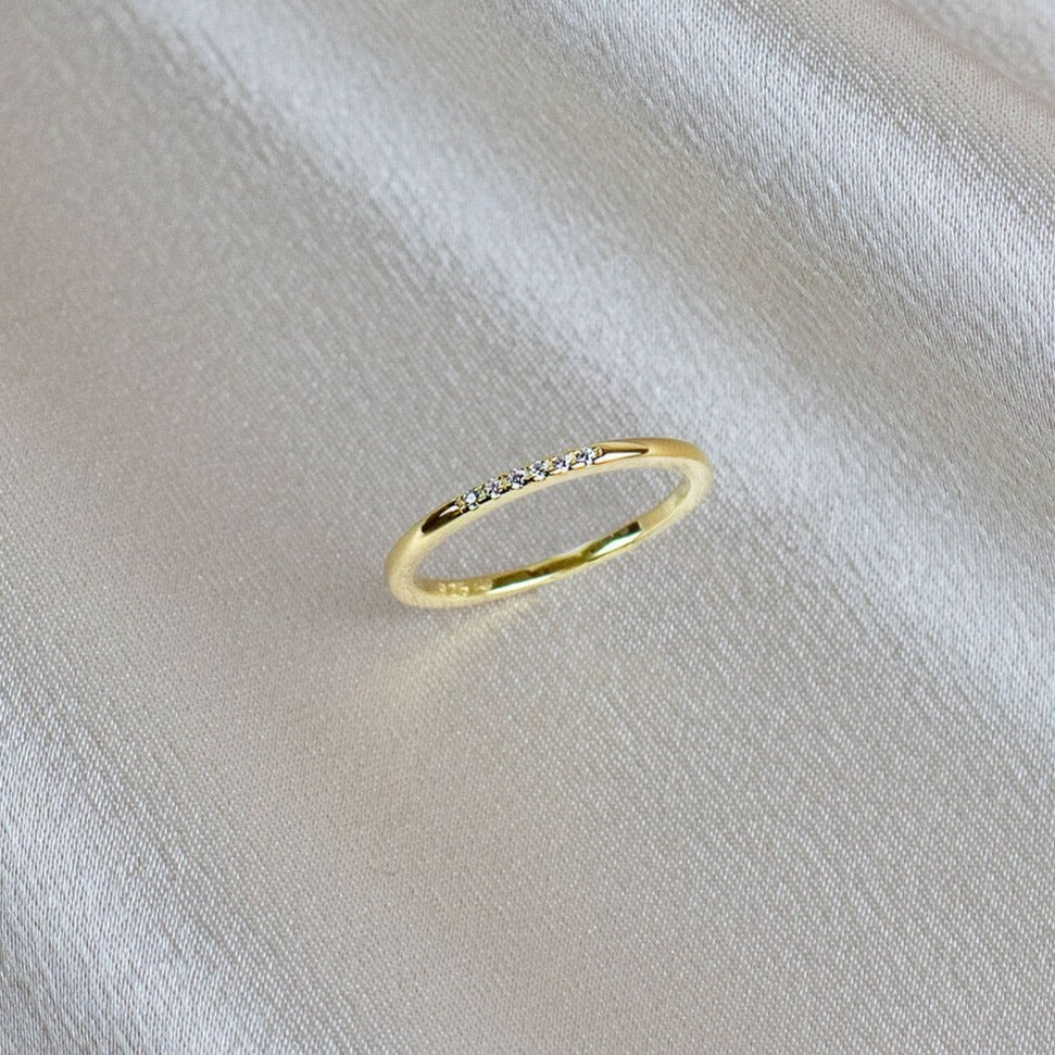 Thin CZ Minimalist Gold Ring- Quill Fine Jewelry