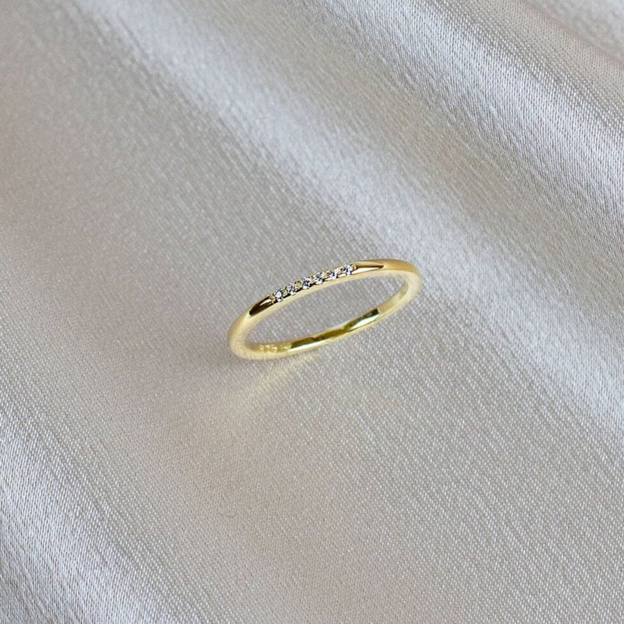 Thin CZ Minimalist Gold Ring- Quill Fine Jewelry