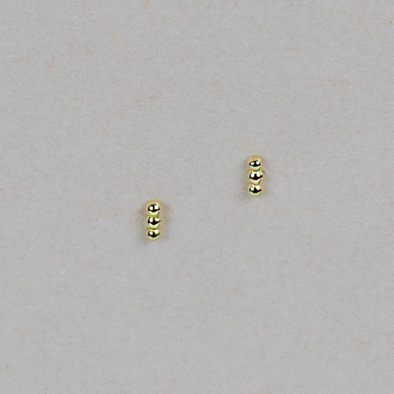 Tiny Triple Ball Stud Earrings- Quill Fine Jewelry