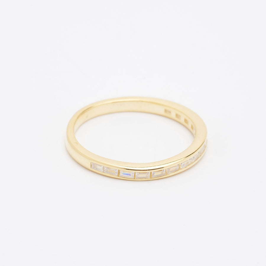 Phoebe Baguette CZ Gemstone Gold Band Ring- Quill Fine Jewelry