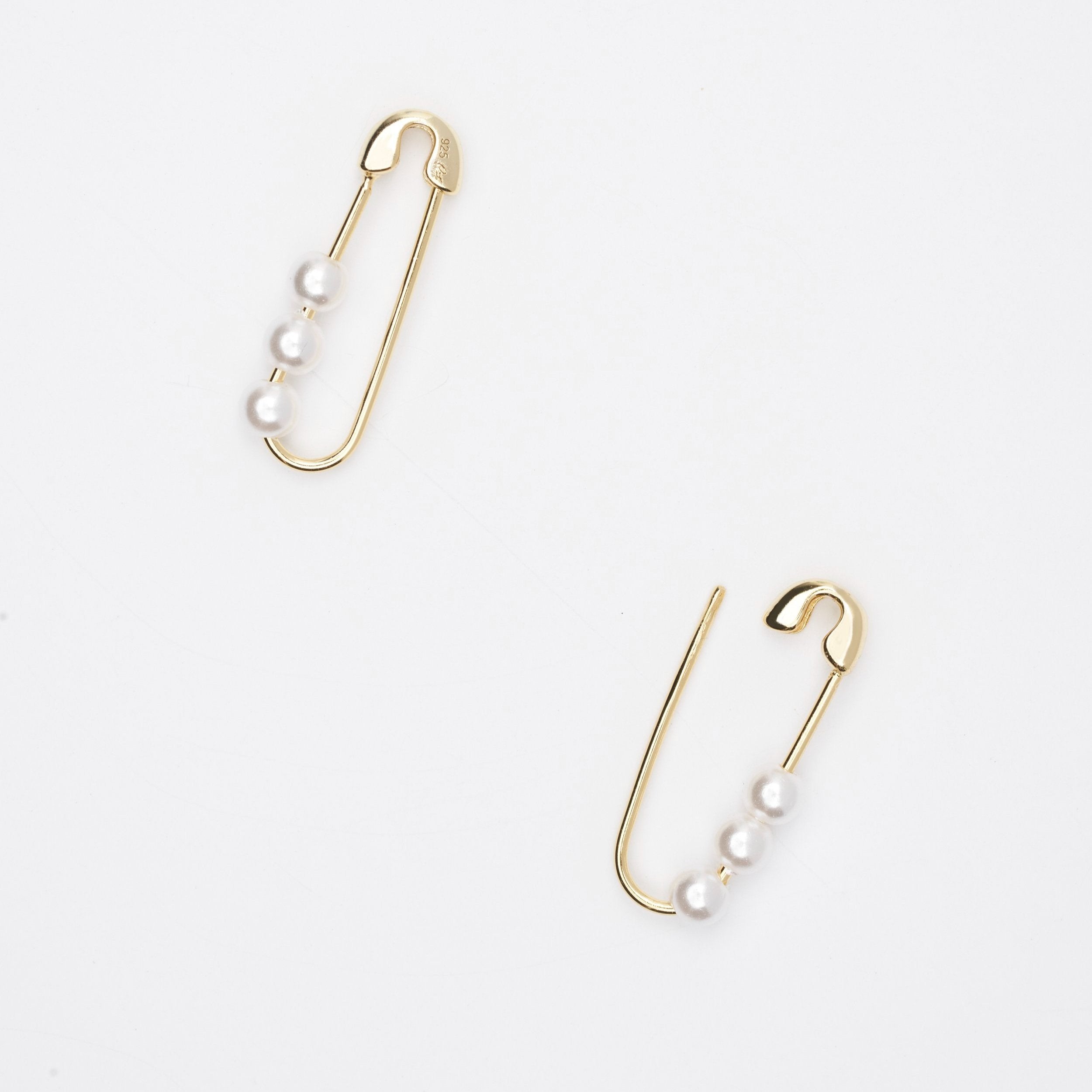 Elle Pearl and Gold Safety Pin Earrings – Quill Fine Jewelry and Lifestyle