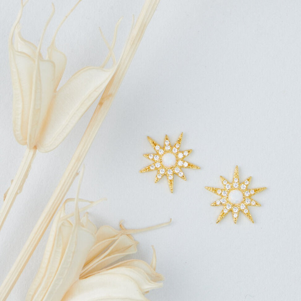 Stardust Opal Stud Earrings- Quill Fine Jewelry