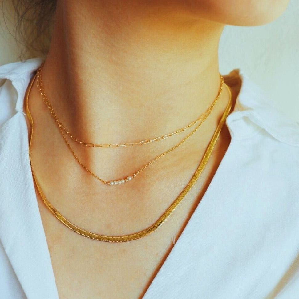 Square Link Gold Chain Choker Necklace- Quill Fine Jewelry