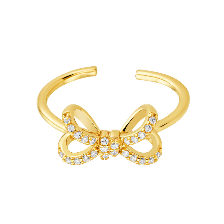 Alice 14k Gold Vermeil Delicate Sparkle Bow Open Ring