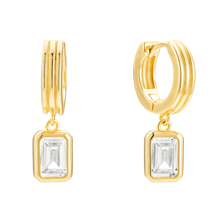 AryaSquareCZDangleHuggies- Quill Fine Jewelry 