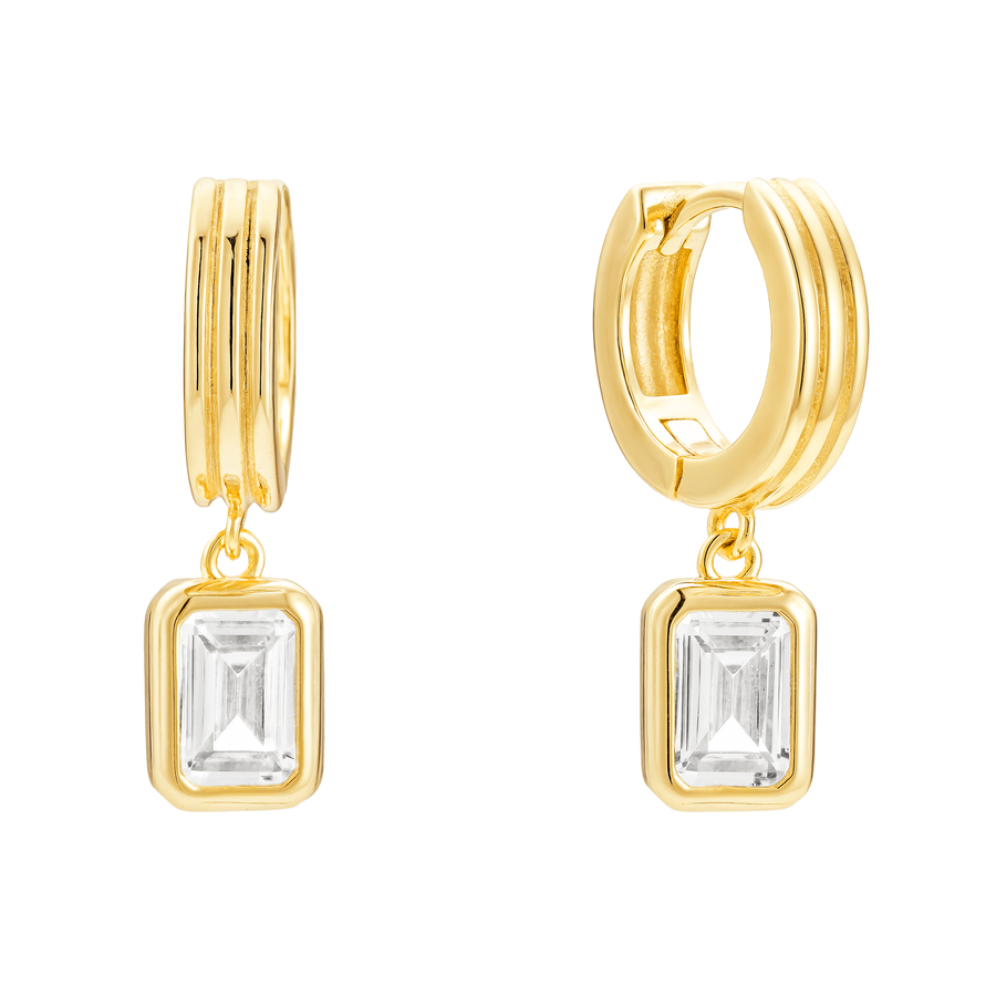 AryaSquareCZDangleHuggies- Quill Fine Jewelry 