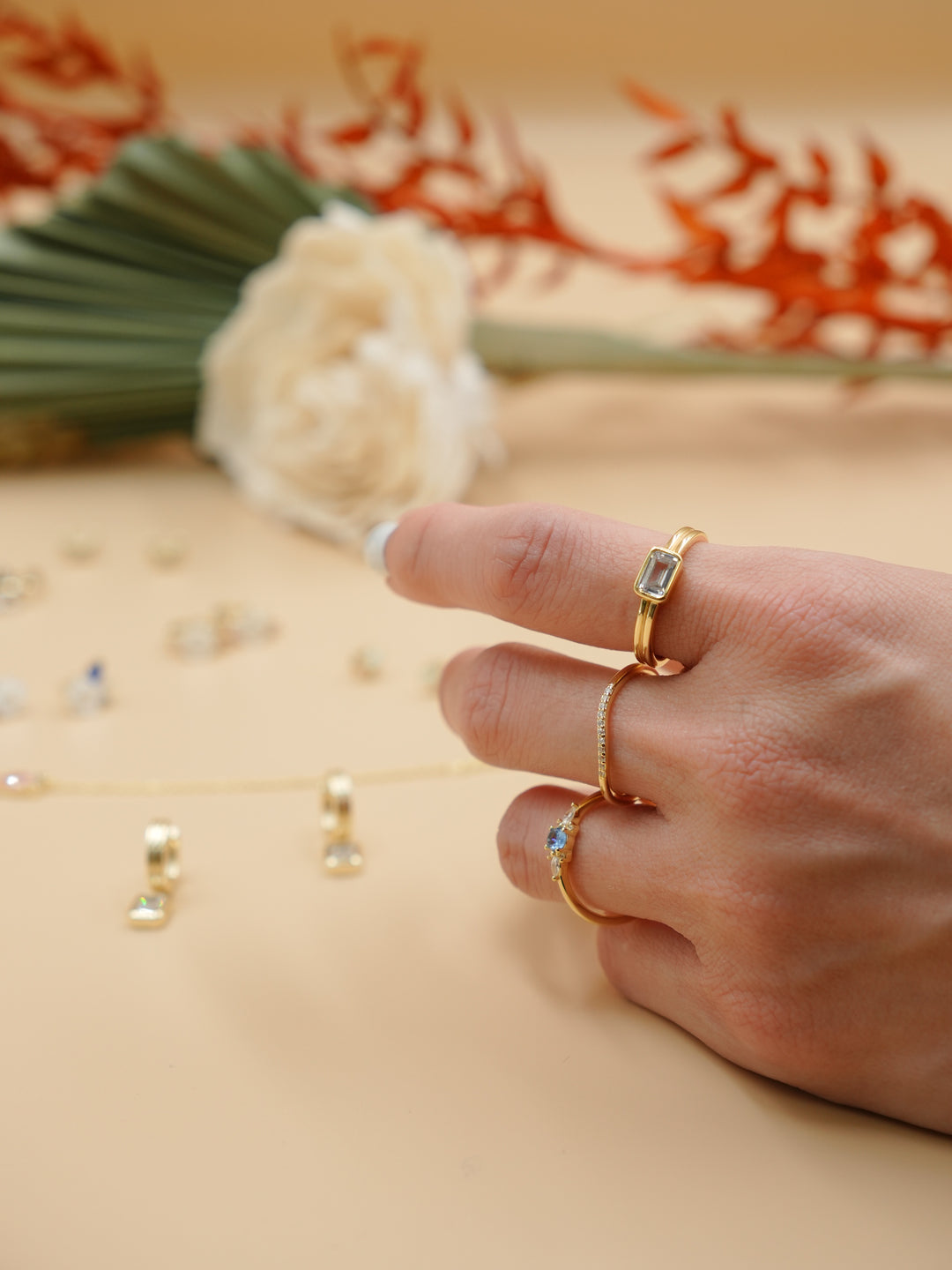 Arya Square CZ 14k Gold Vermeil Signet Ring