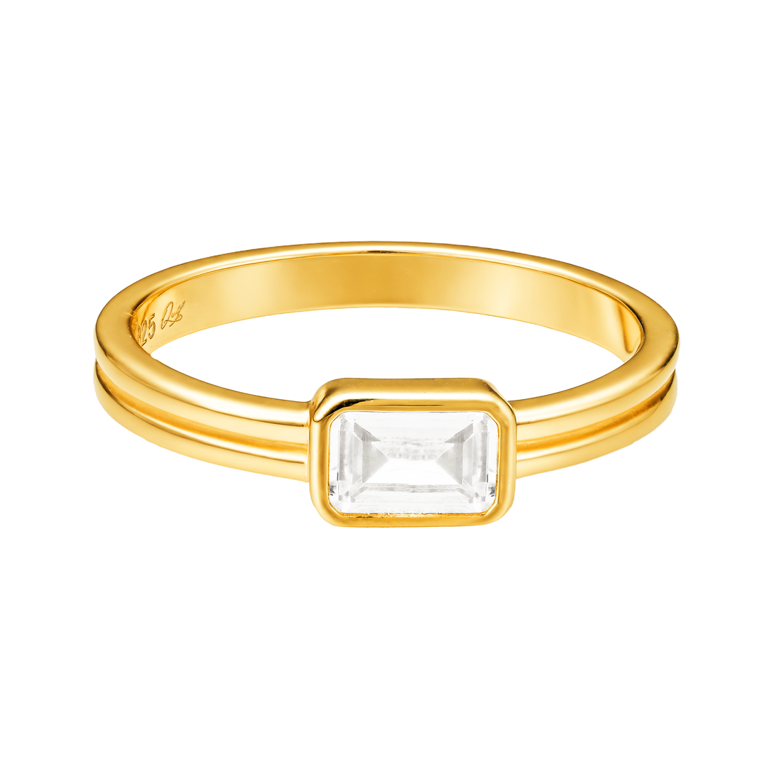 Arya Square CZ 14k Gold Vermeil Signet Ring - Quill Fine Jewelry