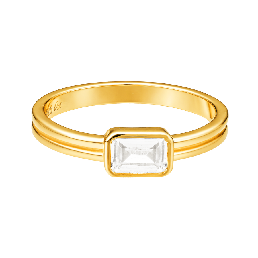 Arya Square CZ 14k Gold Vermeil Signet Ring - Quill Fine Jewelry