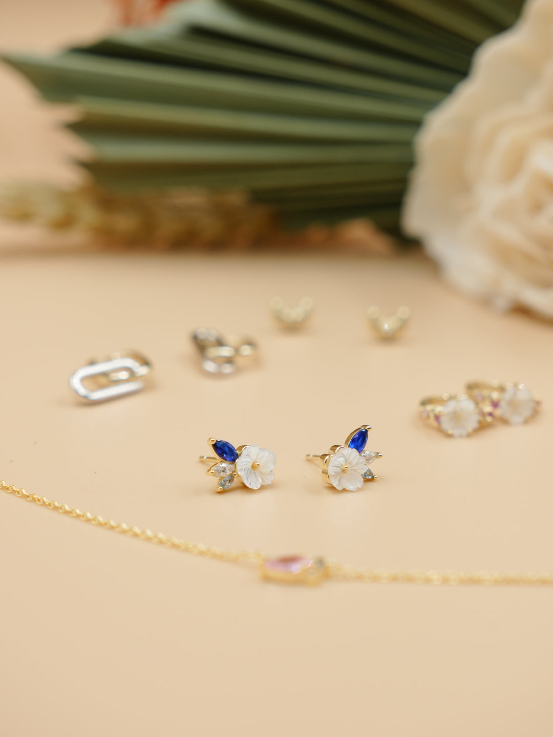 Blossom Pearl Floral 14k Gold Vermeil Stud Earrings