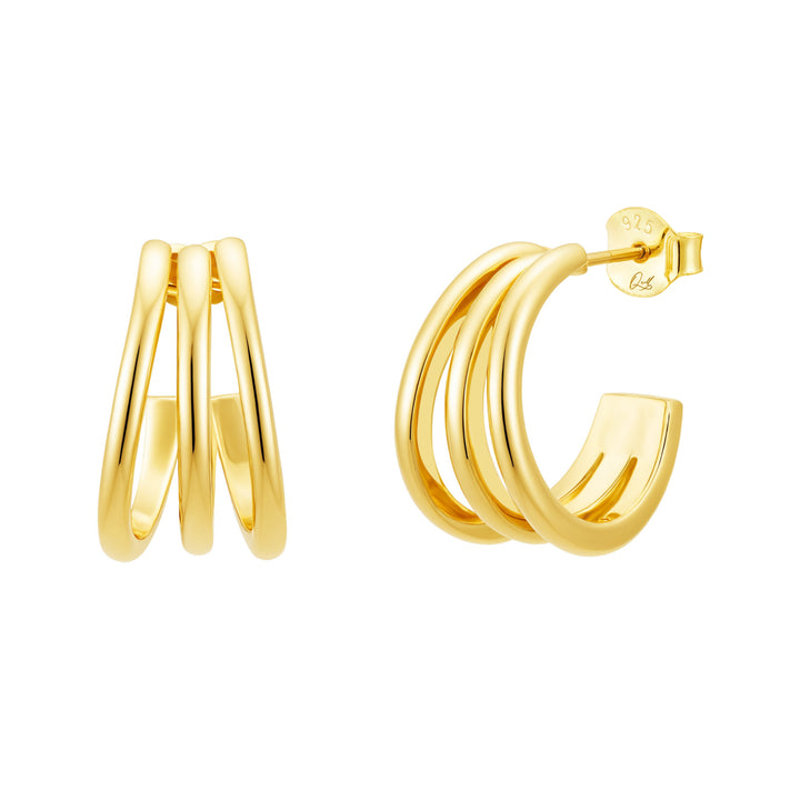 Carman 14k Gold Vermeil Triple Hoops Earrings