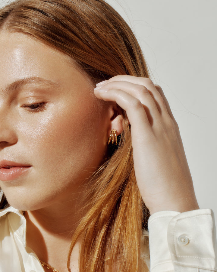 Carman 14k Gold Vermeil Triple Hoops Earrings