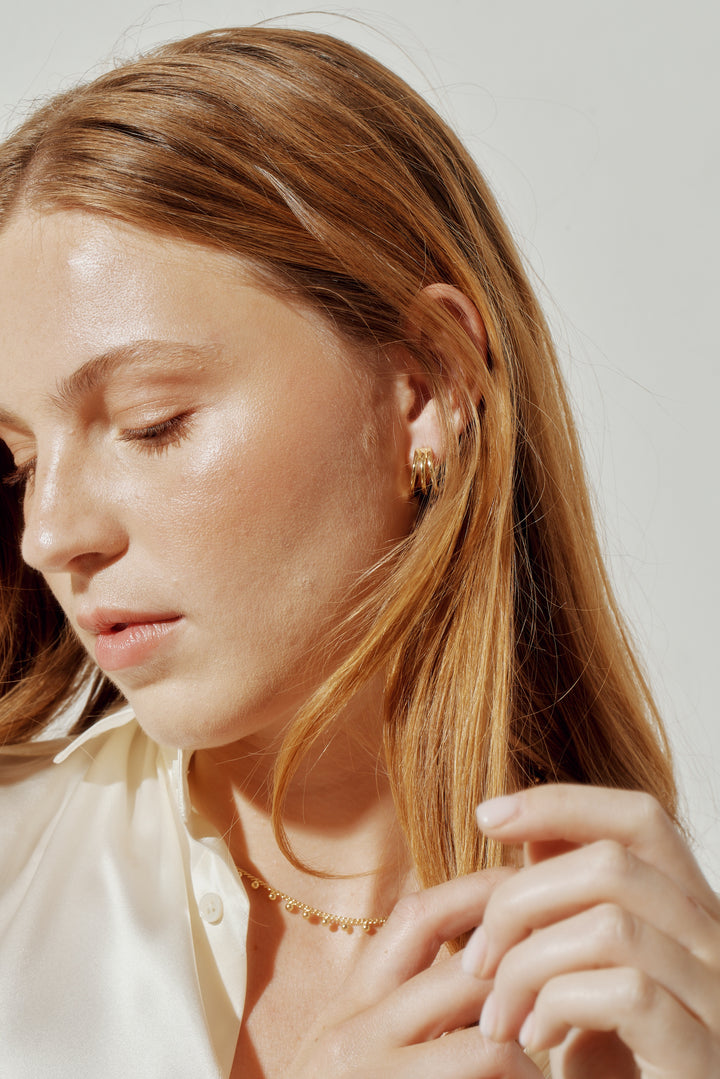 Carman 14k Gold Vermeil Triple Hoops Earrings