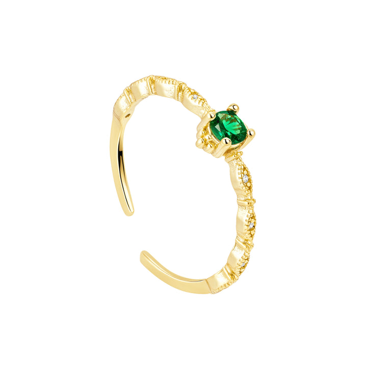 Chloe 14k Gold Vermeil Vintage Inspired Green Open Ring