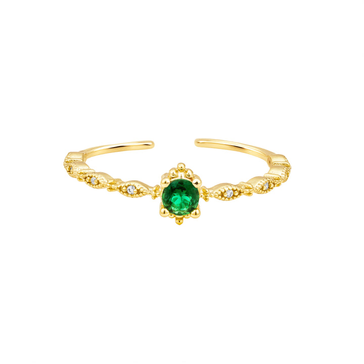 Chloe 14k Gold Vermeil Vintage Inspired Green Open Ring