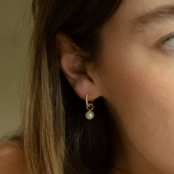 Classic Halo CZ Pave Gold Huggie Earrings- Quill Fine Jewelry