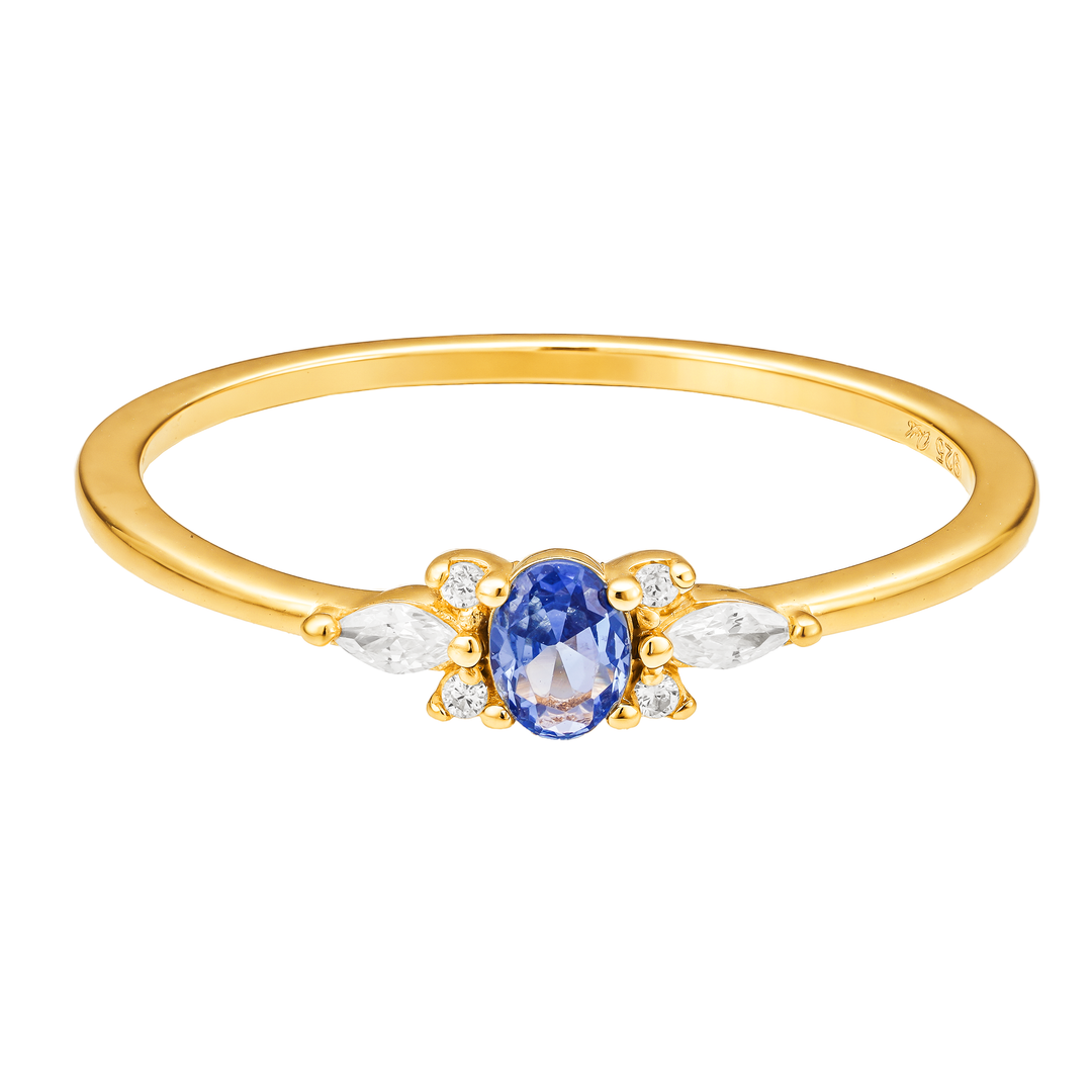 Daphne Blue CZ 14k Gold Vermeil Ring - Quill Fine Jewelry 