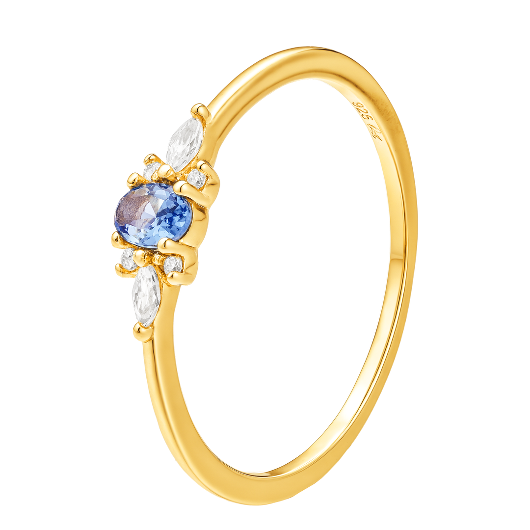 Daphne Blue CZ 14k Gold Vermeil Ring - Quill Fine Jewelry 