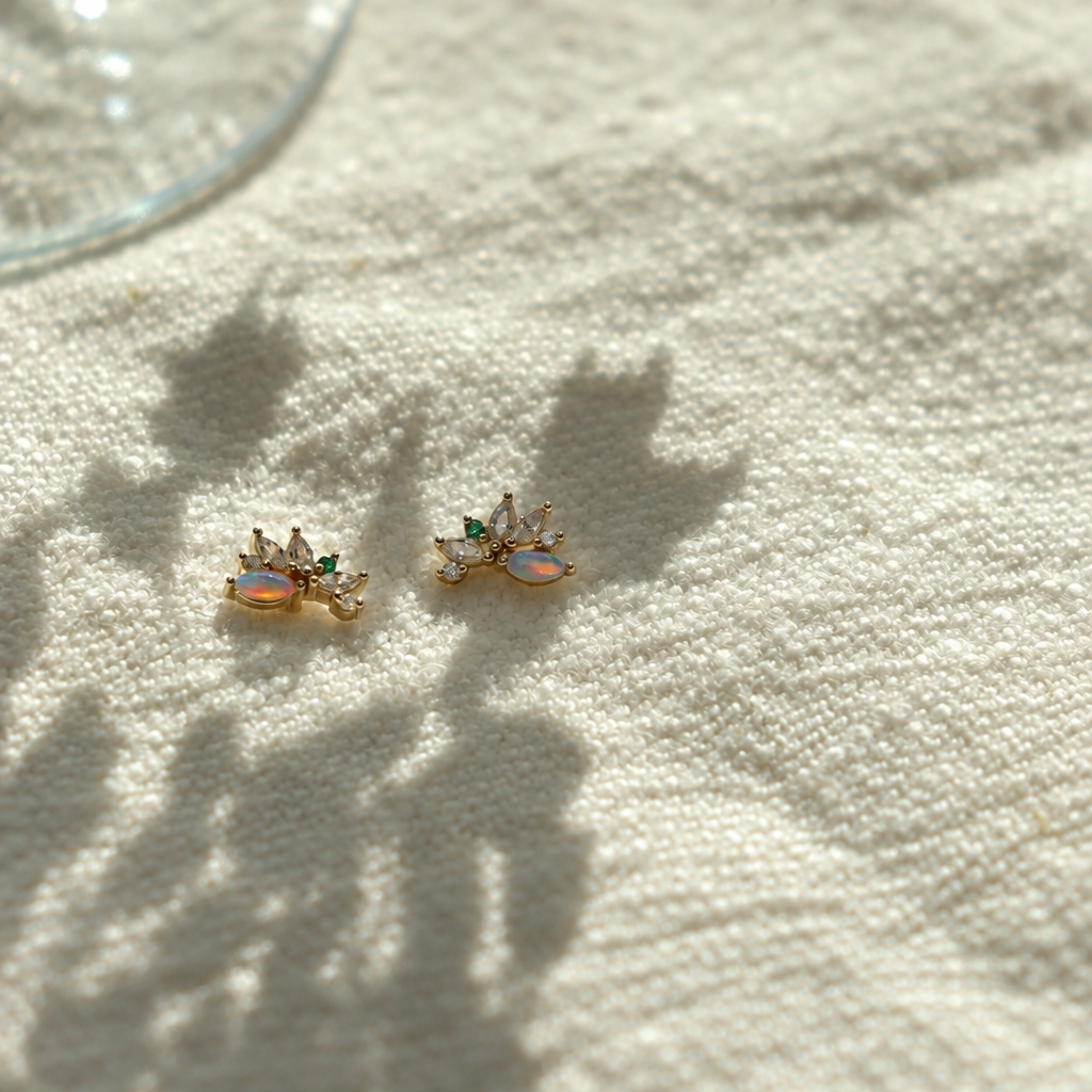 Dew 14K Gold Vermeil Opal Stud Earrings