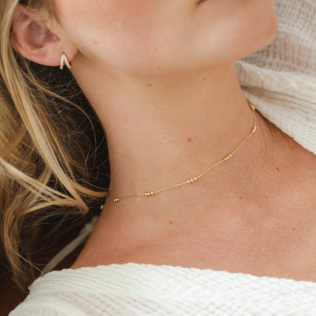 Elin Triple Gold Ball Necklace- Quill Fine Jewelry