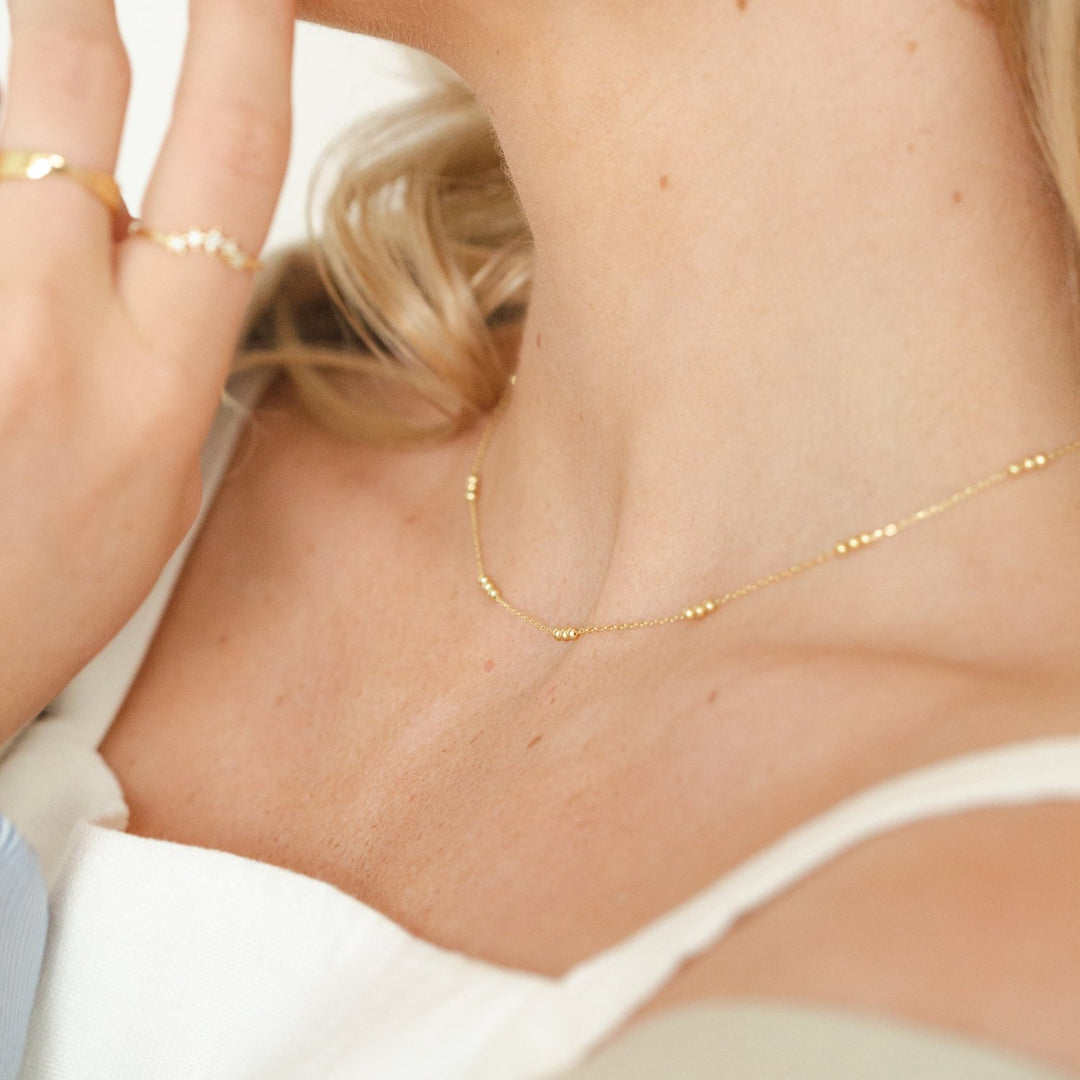 Elin Triple Gold Ball Necklace- Quill Fine Jewelry