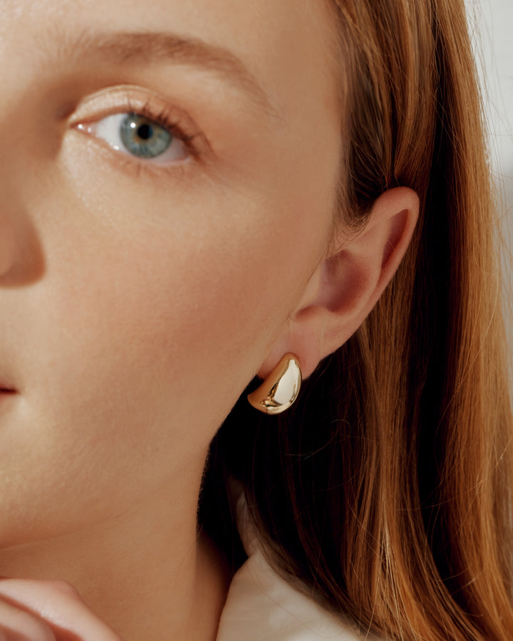 Ellis 14k Gold Vermeil Teardrop Dome Post Earrings