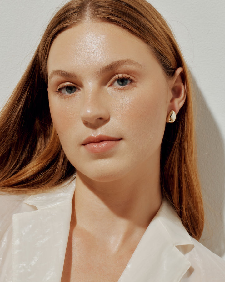 Ellis 14k Gold Vermeil Teardrop Dome Post Earrings