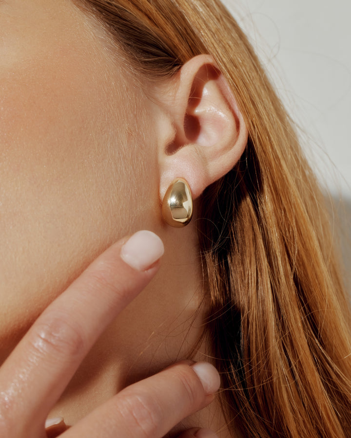 Ellis 14k Gold Vermeil Teardrop Dome Post Earrings