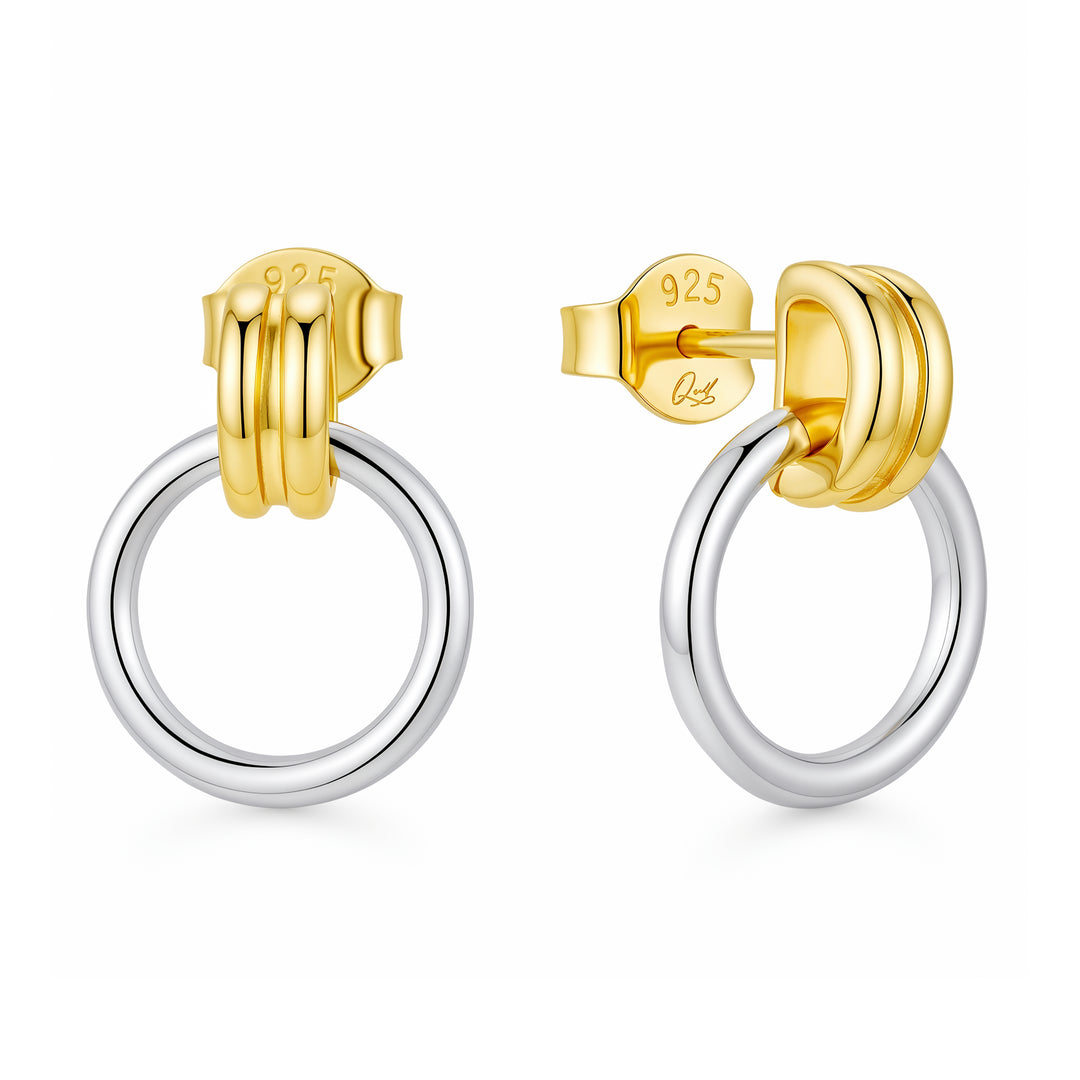 Esmé 14K Gold Vermeil Two-Tone Drop Hoop Earrings