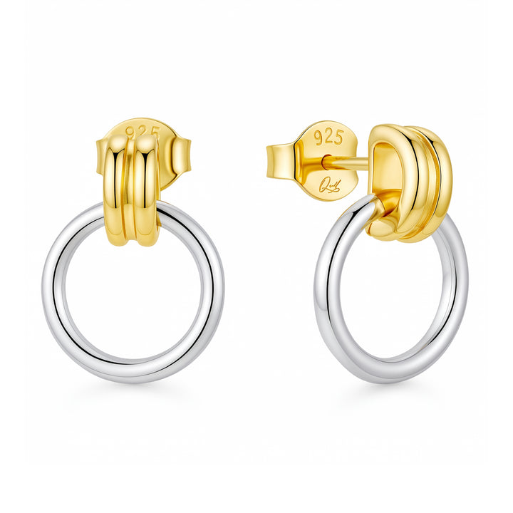 Esmé 14K Gold Vermeil Two-Tone Drop Hoop Earrings