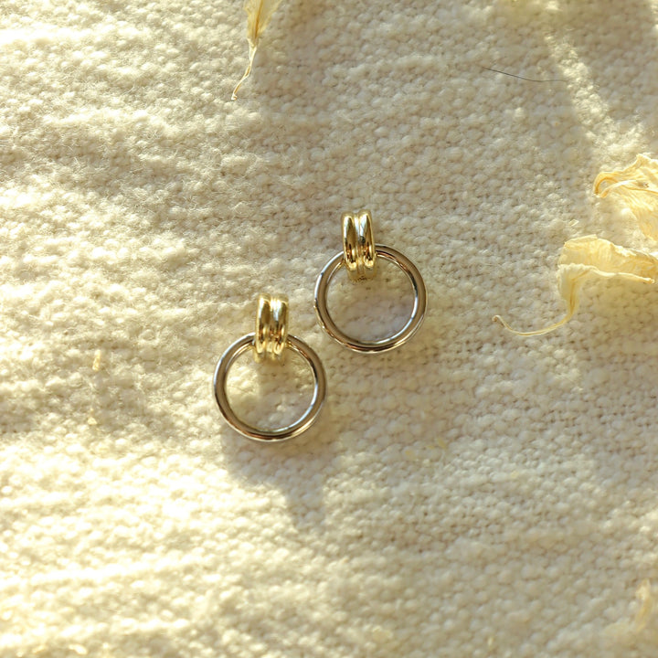 Esmé 14K Gold Vermeil Two-Tone Drop Hoop Earrings