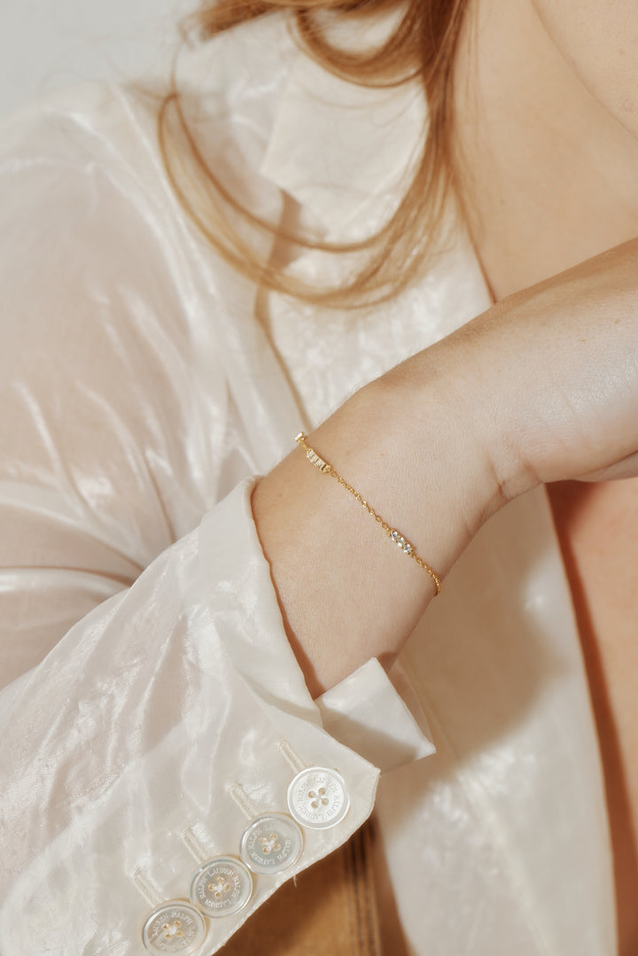 Finn 14K Gold Vermeil Triple CZ Bar Bracelet