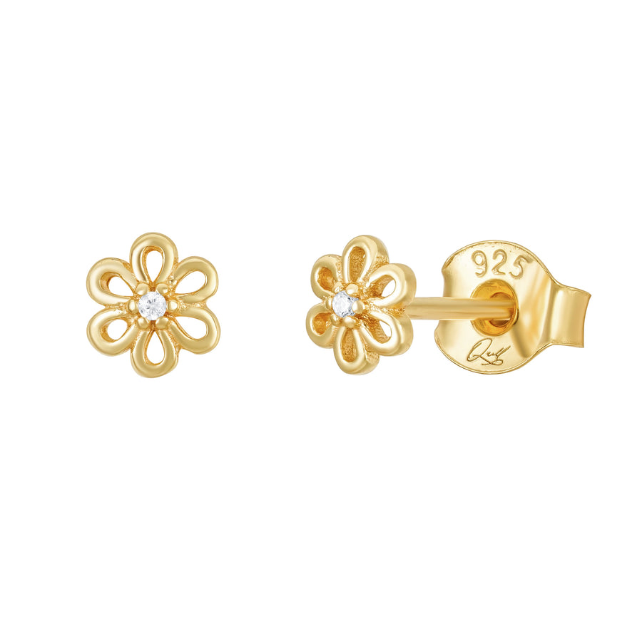 Gold Daisy Stud Earrings- Quill Fine Jewelry 