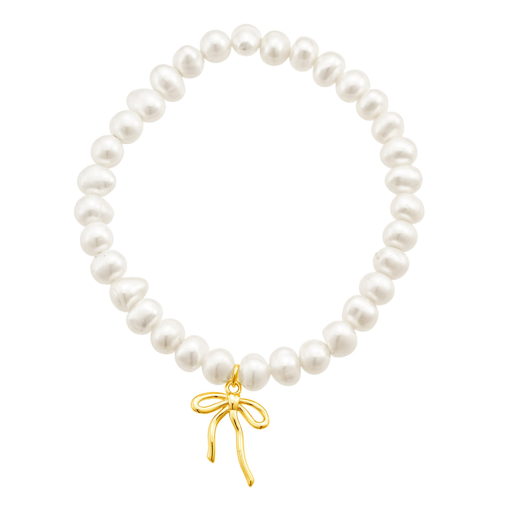 ★JC★Multi Charm Ribbon Bracelet★Gold Ribbon & Pearl Amazon.com: Bike8 Gold Bow Bracelet Set for Women - Pearl